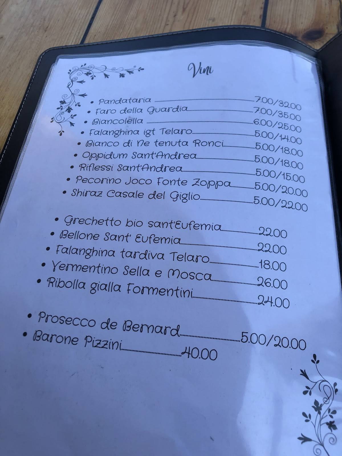 Menu di La lampara 