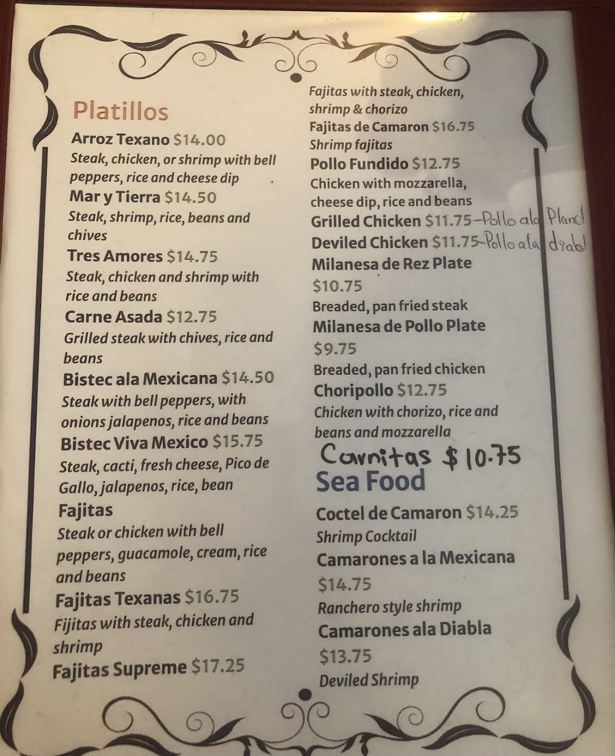 Menu at La pasadita restaurante mexicano, Sudan