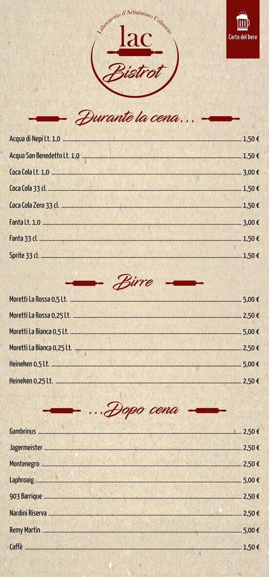 Menu di Lac Bistrot 