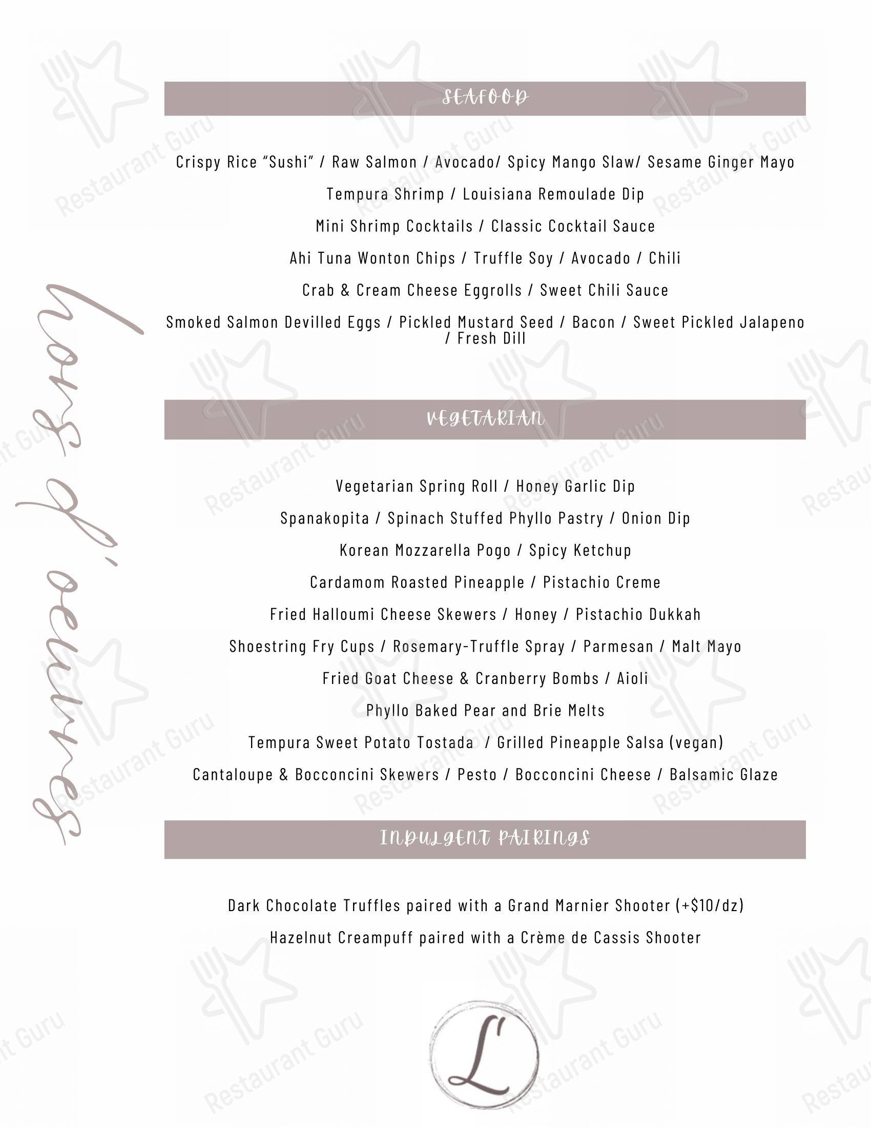 Menu bar pour Lago pub et bar