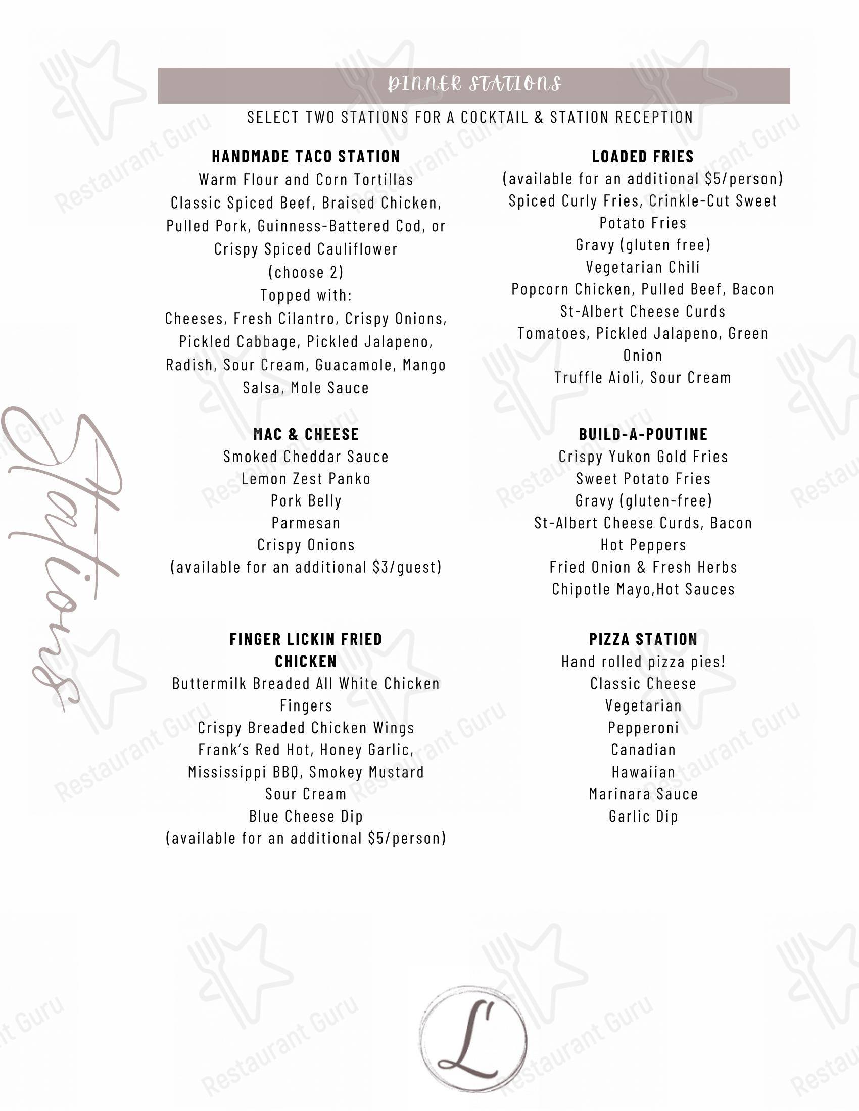Menu bar pour Lago pub et bar