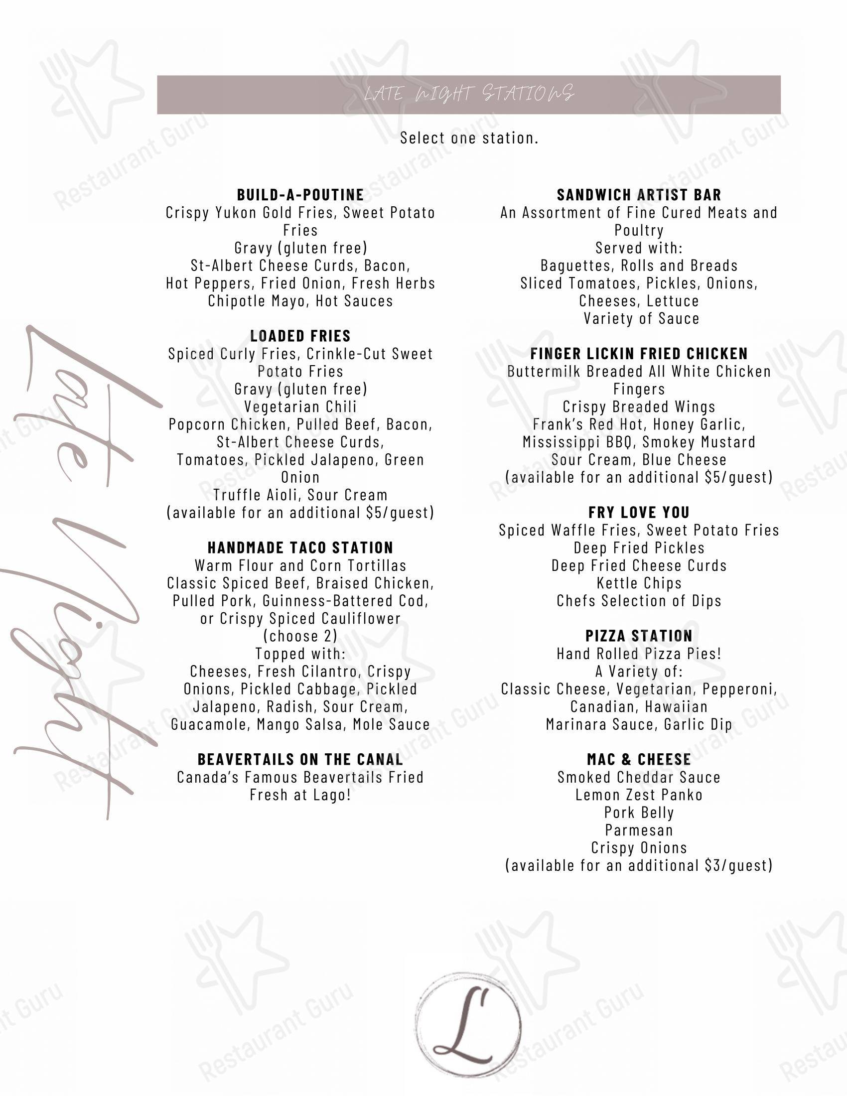 Lago dans Ottawa - Menu