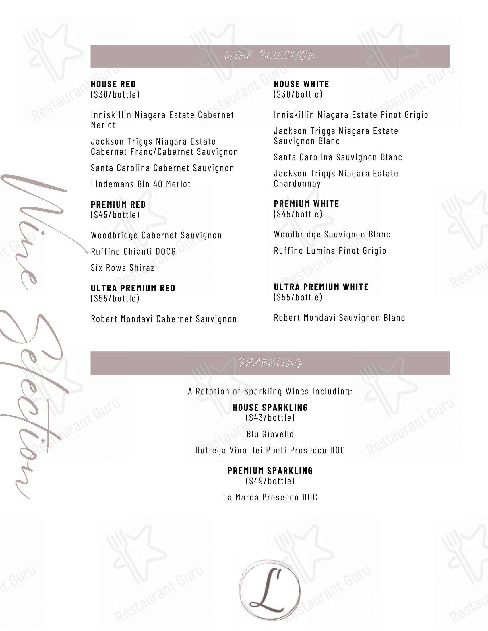 Menu pour Lago dans Ottawa