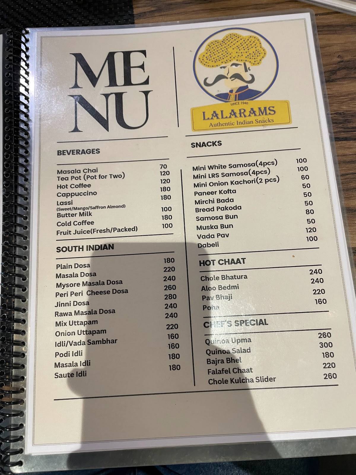Lalaram's menu