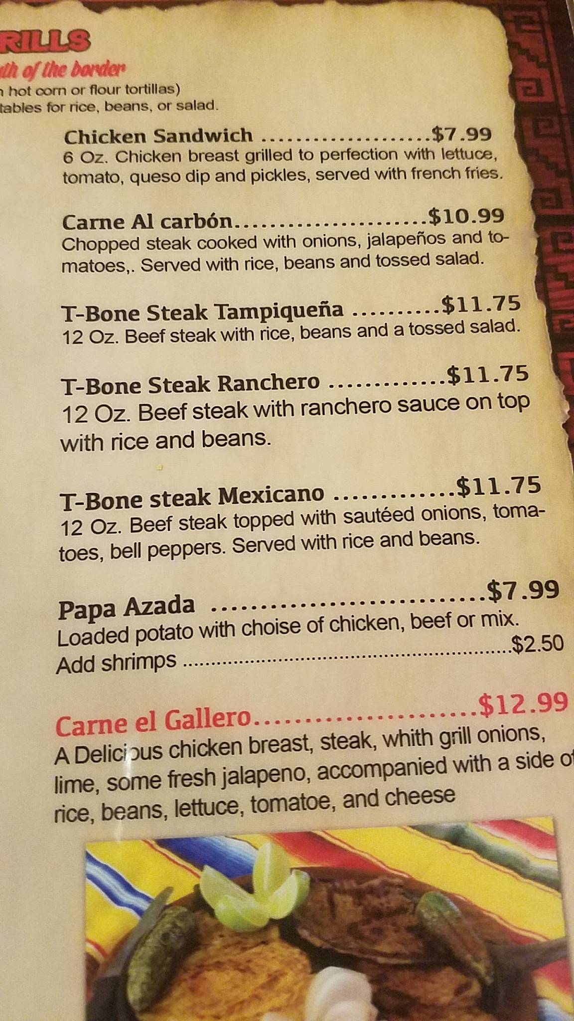 Menu at Las Brisas Mexican Restaurant, Jackson