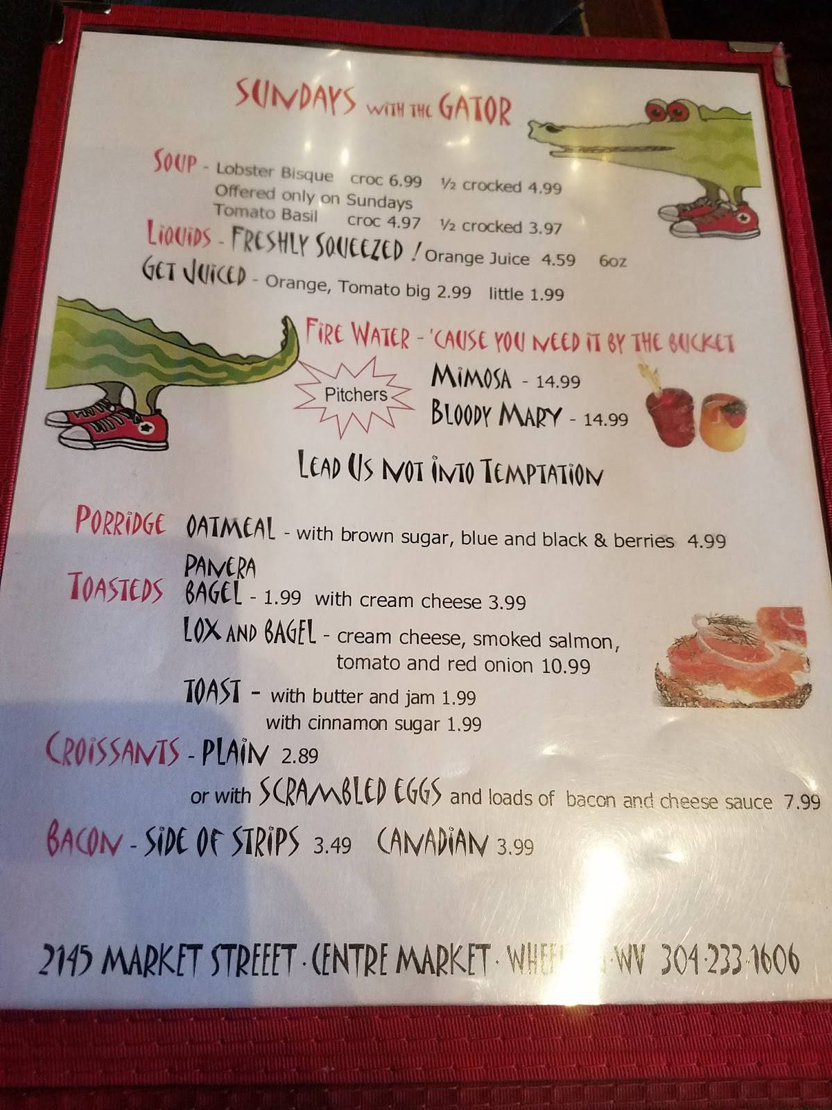 Menu At Later Alligator Pub Bar Wheeling