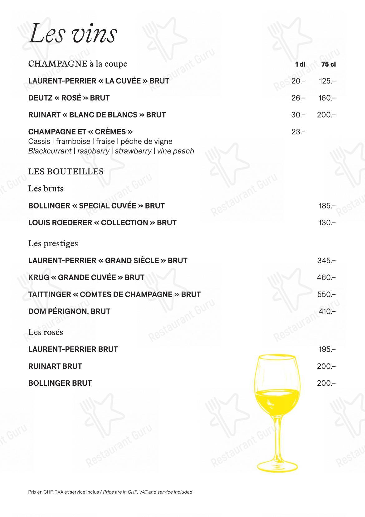 Menu per Lausanne Palace ristorante