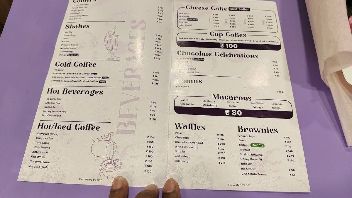 Lavender Bakery & Bites (Formerly Heaven's) menu