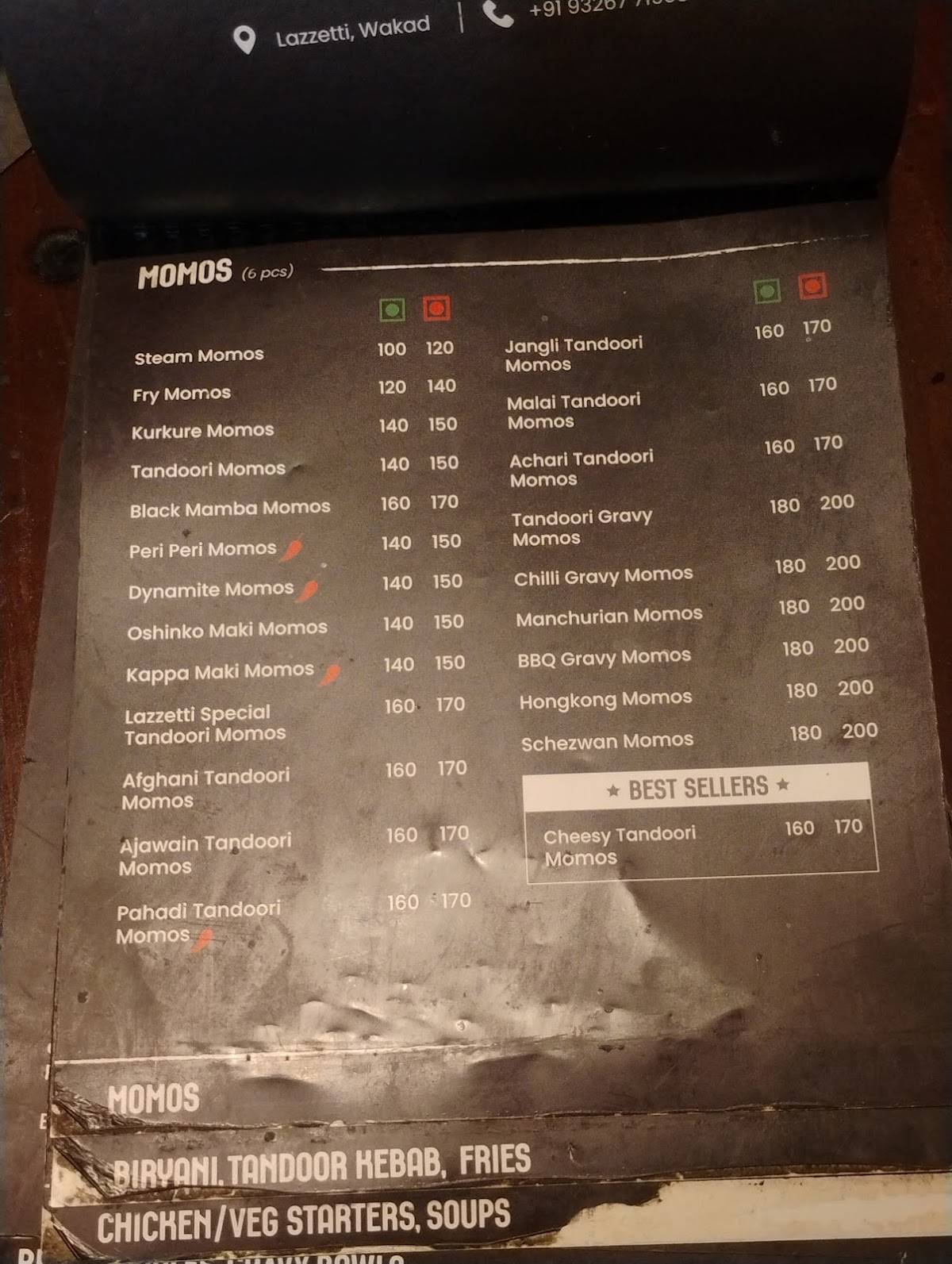 Lazzetti menu