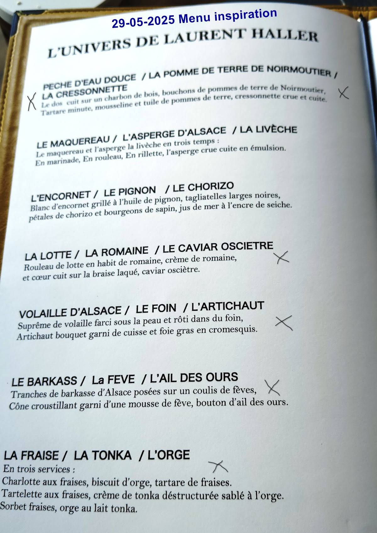 Menu de Le 7ème Continent