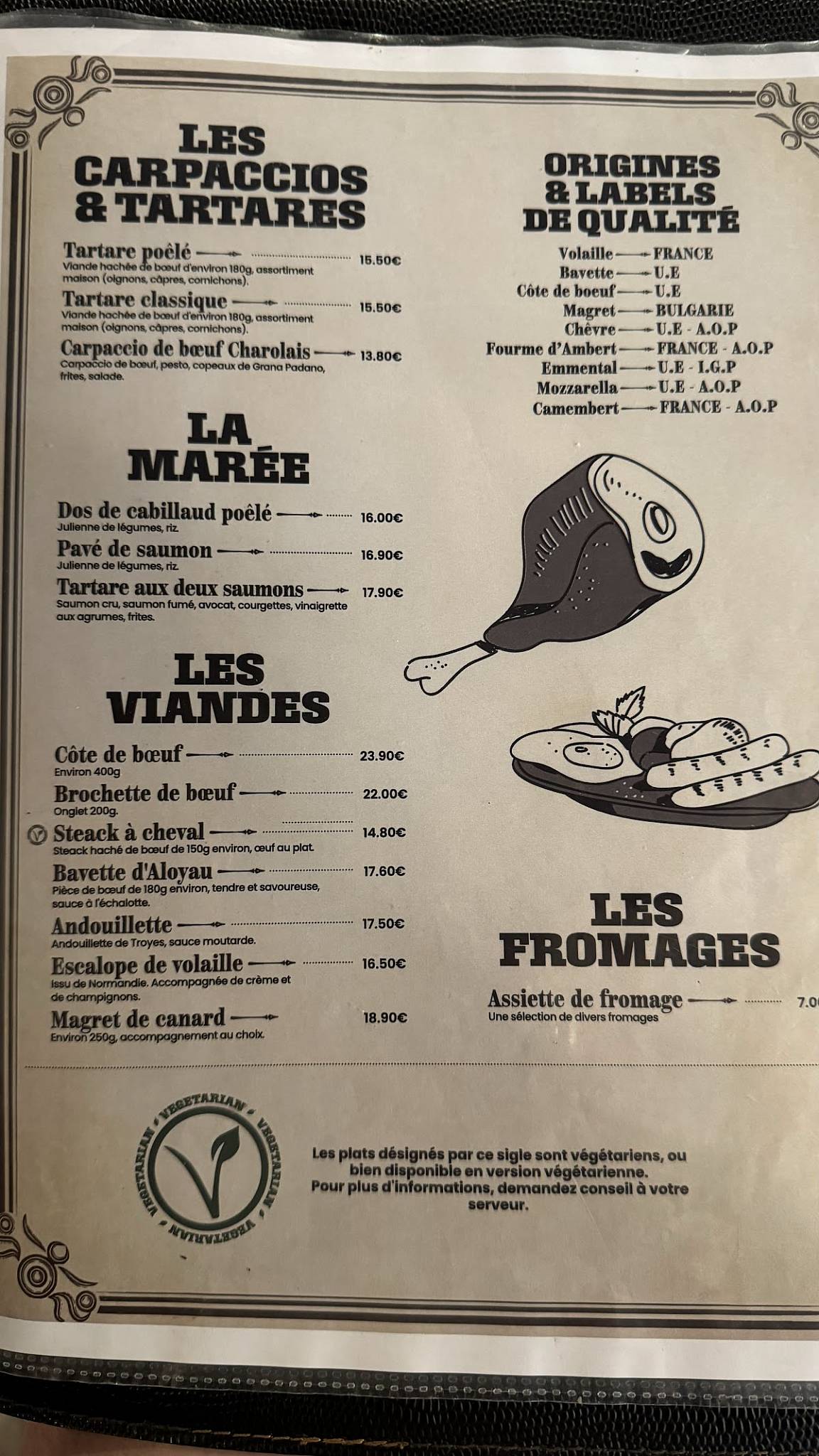 Menu de Le Lord