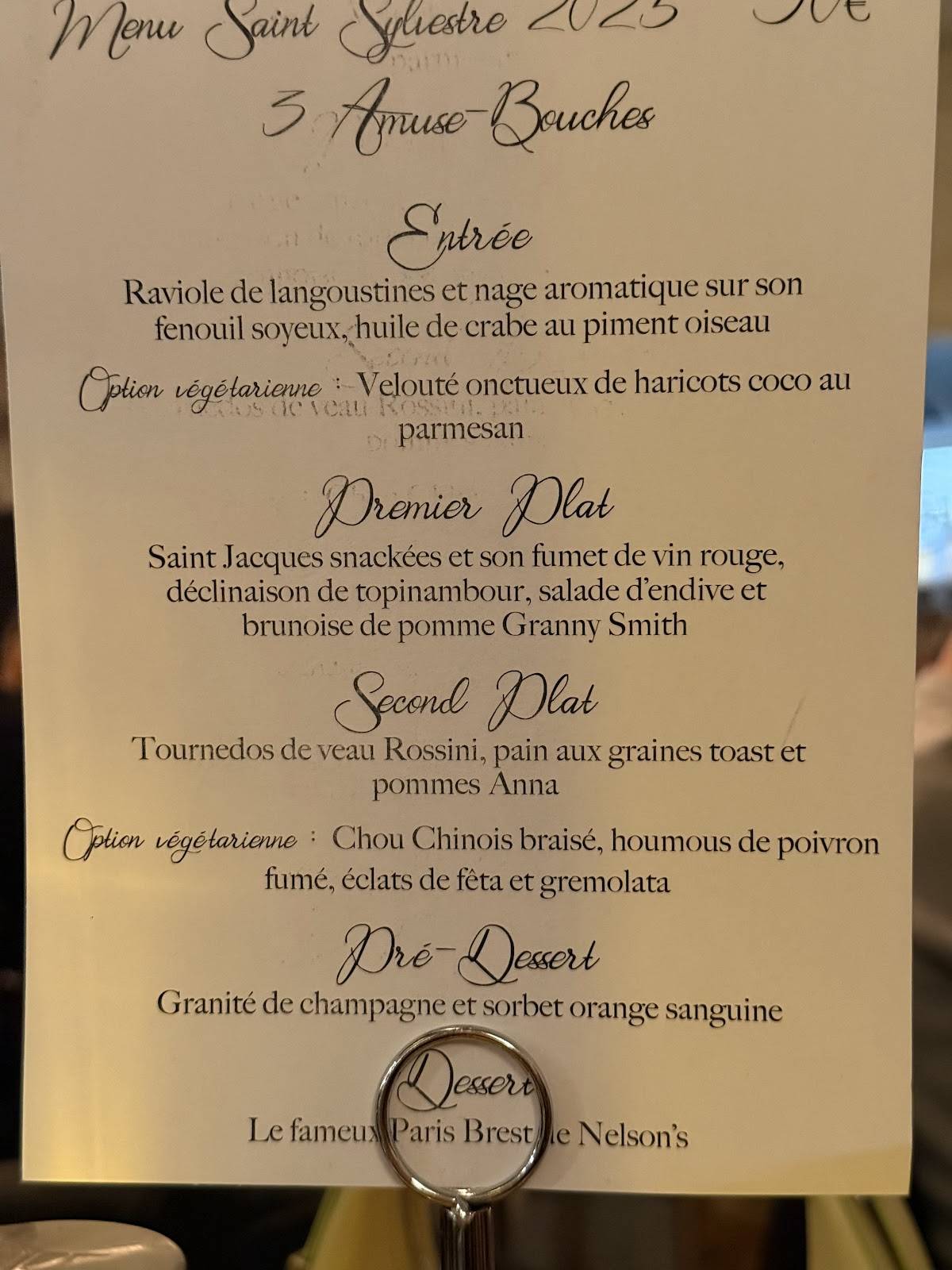Menu de Le Nelson's - Louvre