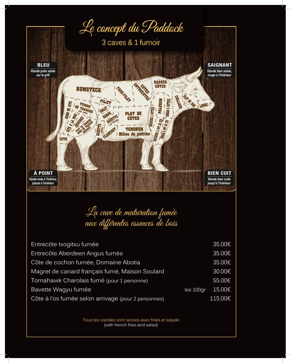 Menu de Le Paddock