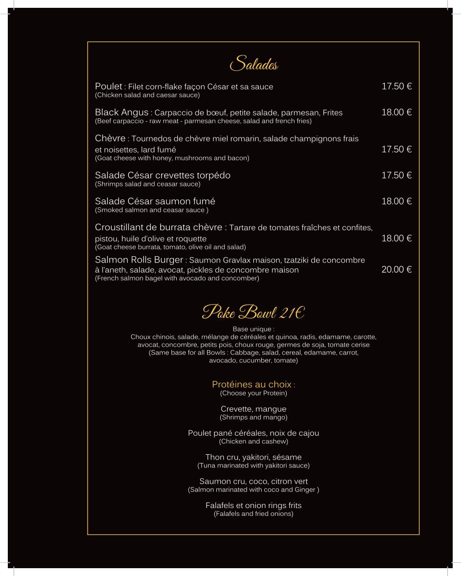 Menu de Le Paddock