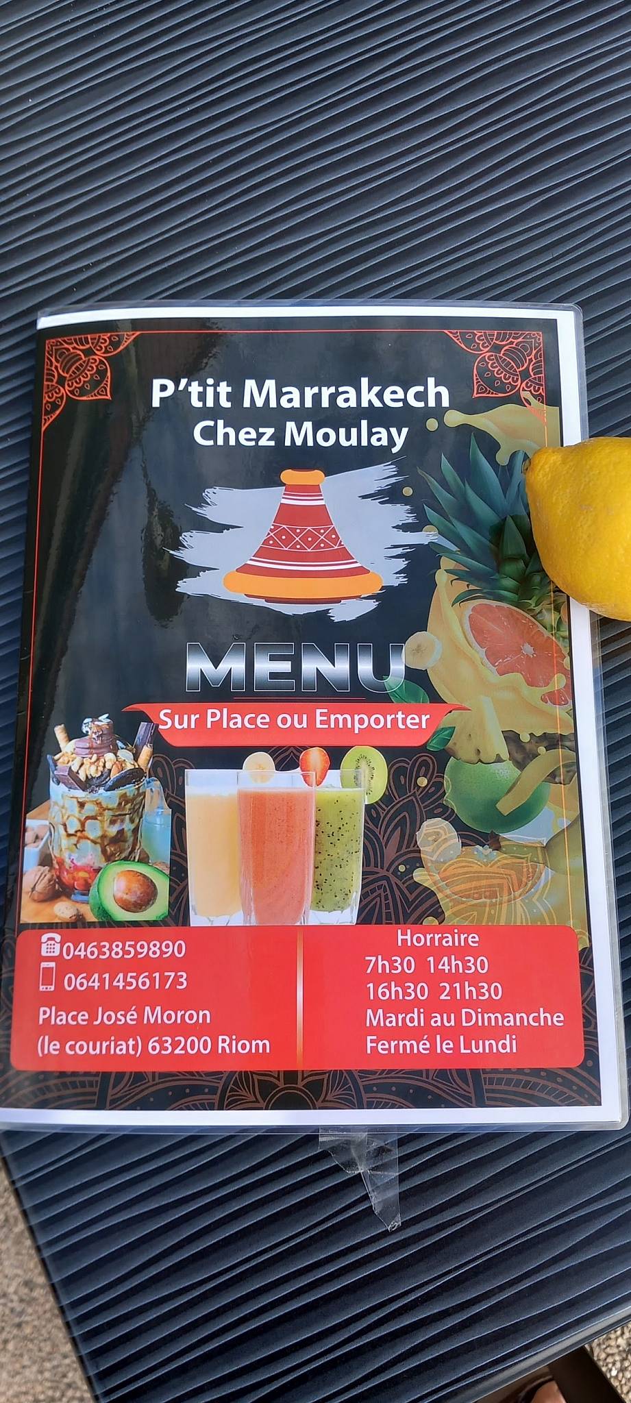 Menu de Le Panier de Riom
