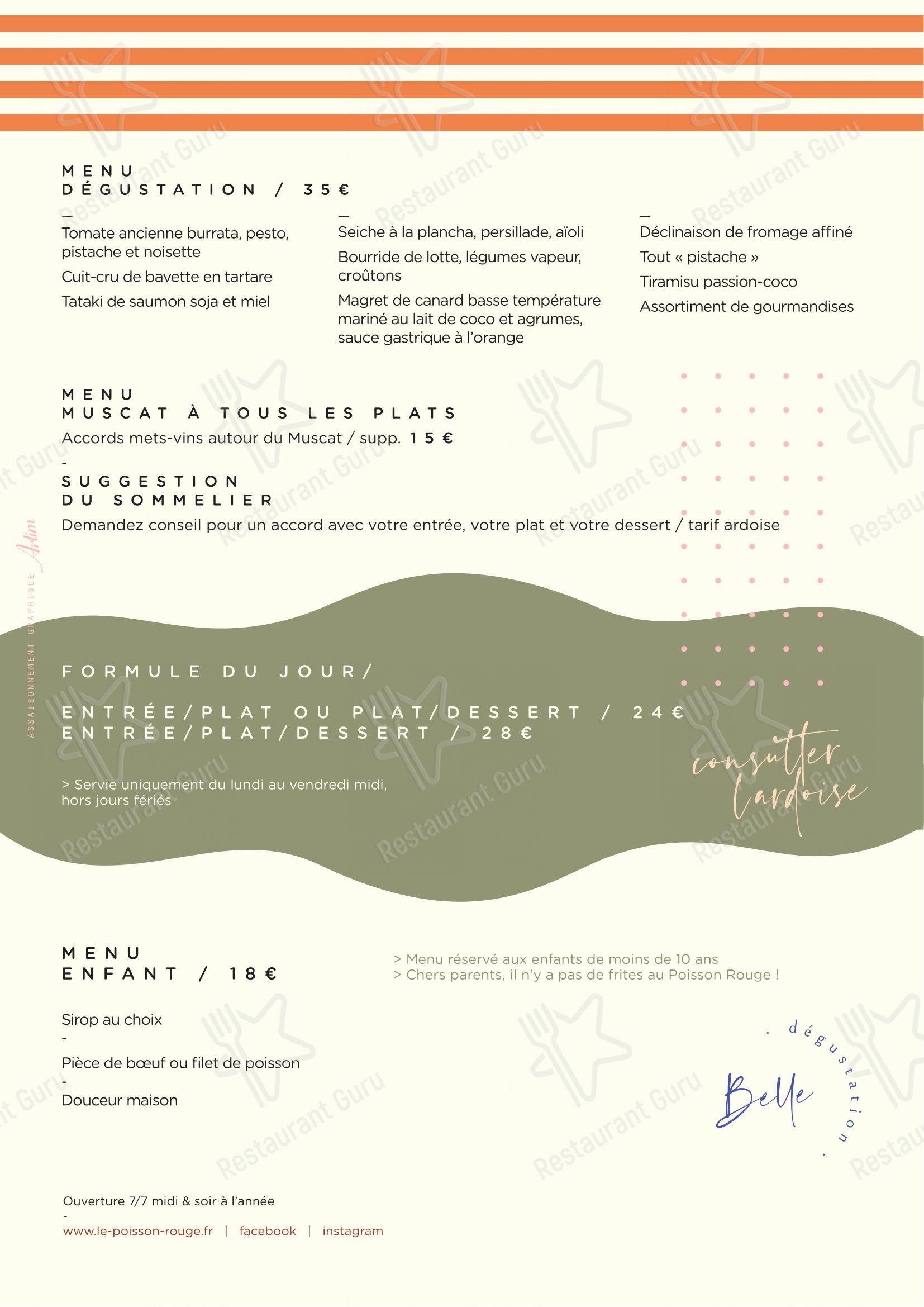 Menu pour Le Poisson Rouge - Menu bar