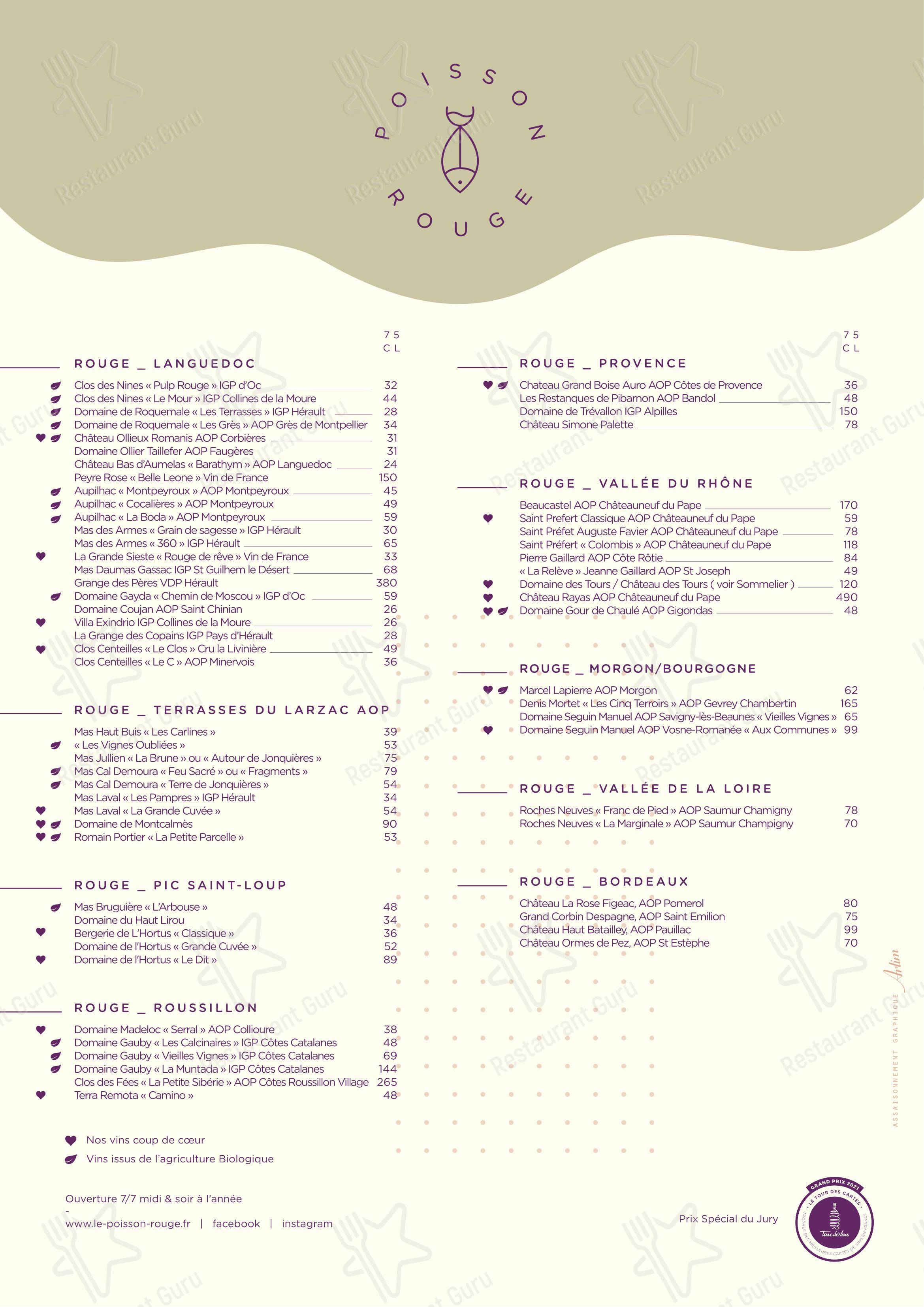 Le Poisson Rouge dans Frontignan - Menu bar