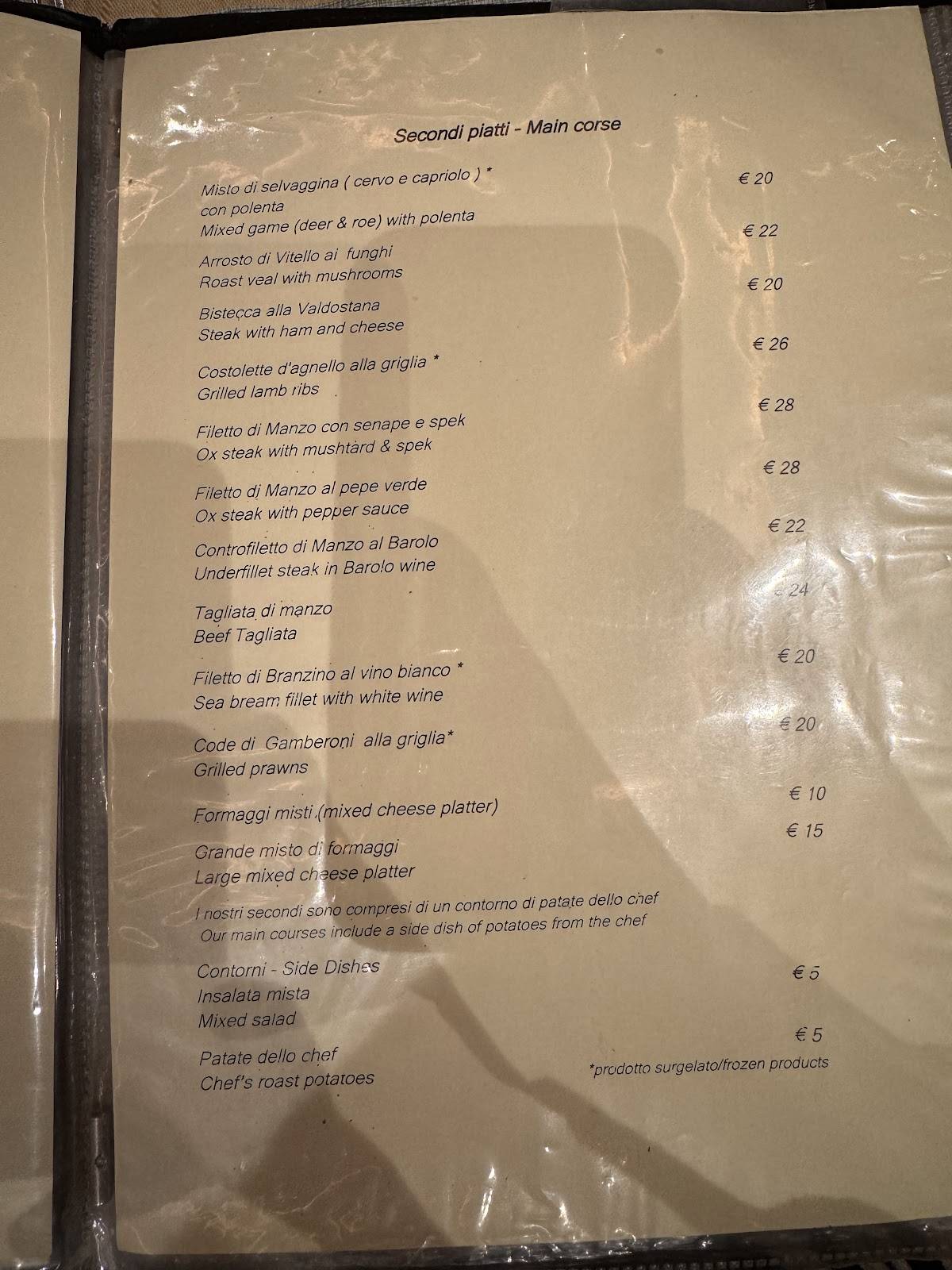 Menu di Le Sapin 