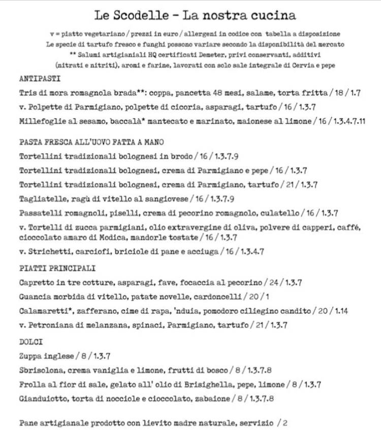Menu di Le Scodelle cucina e vini 