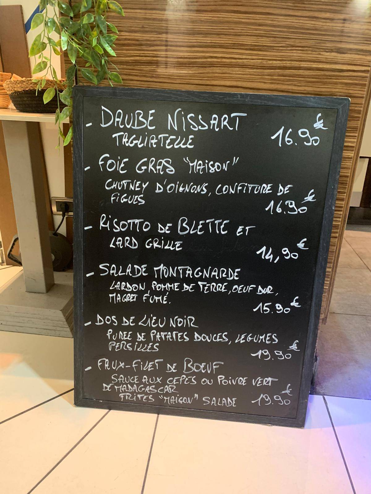 Menu de Le Valrose