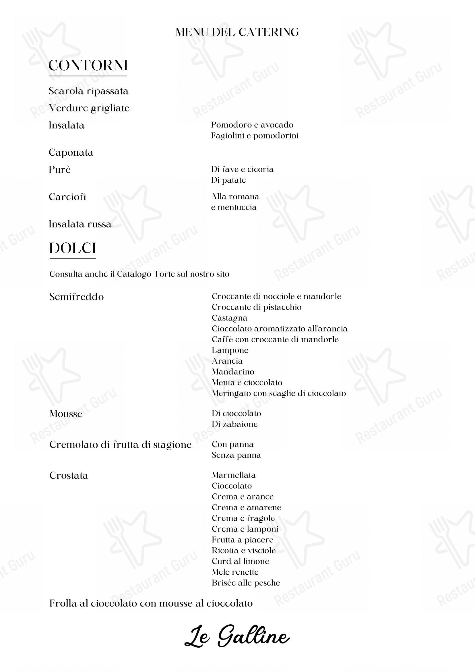 Menu per Le Galline caffè bar