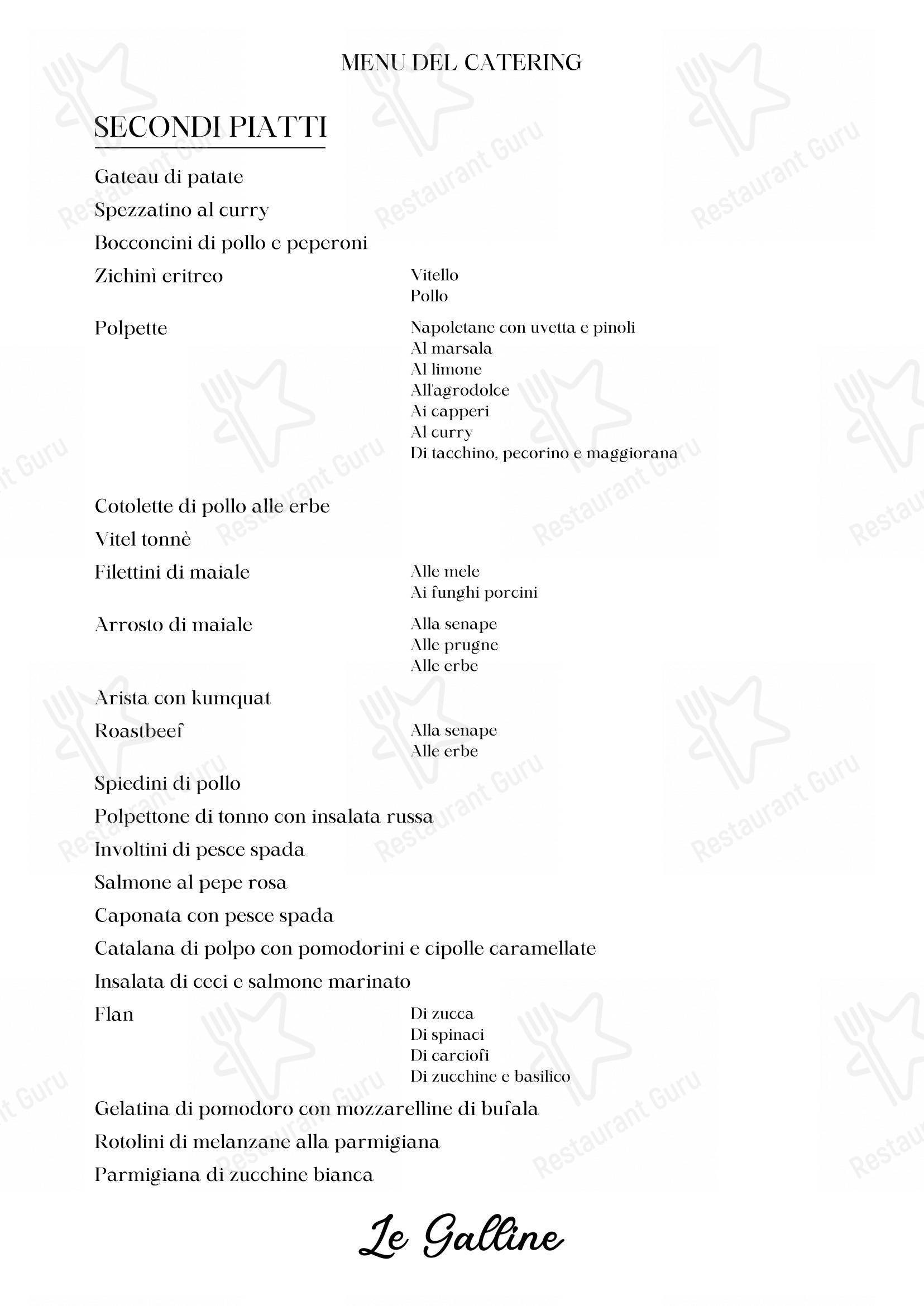 Menu per Le Galline caffè bar