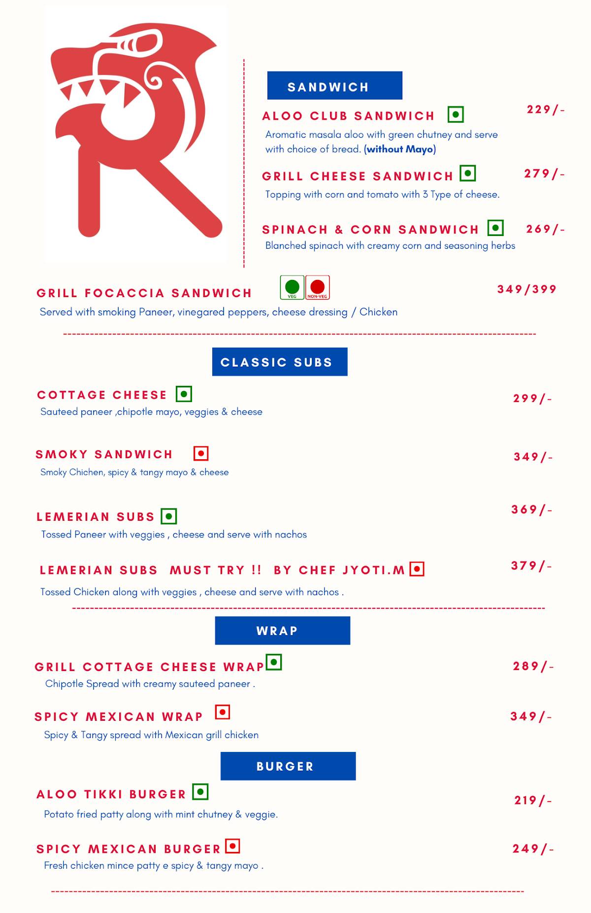 Lemerian Workin Cafe menu