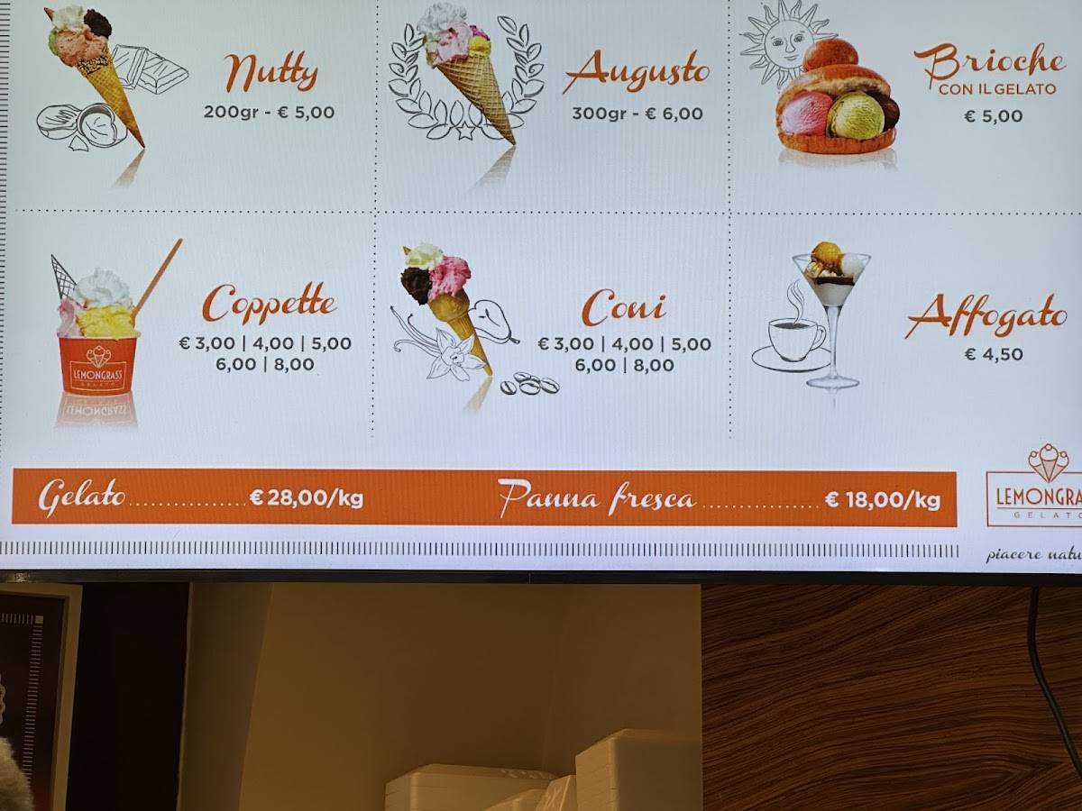Menu di Lemongrass Gelato 