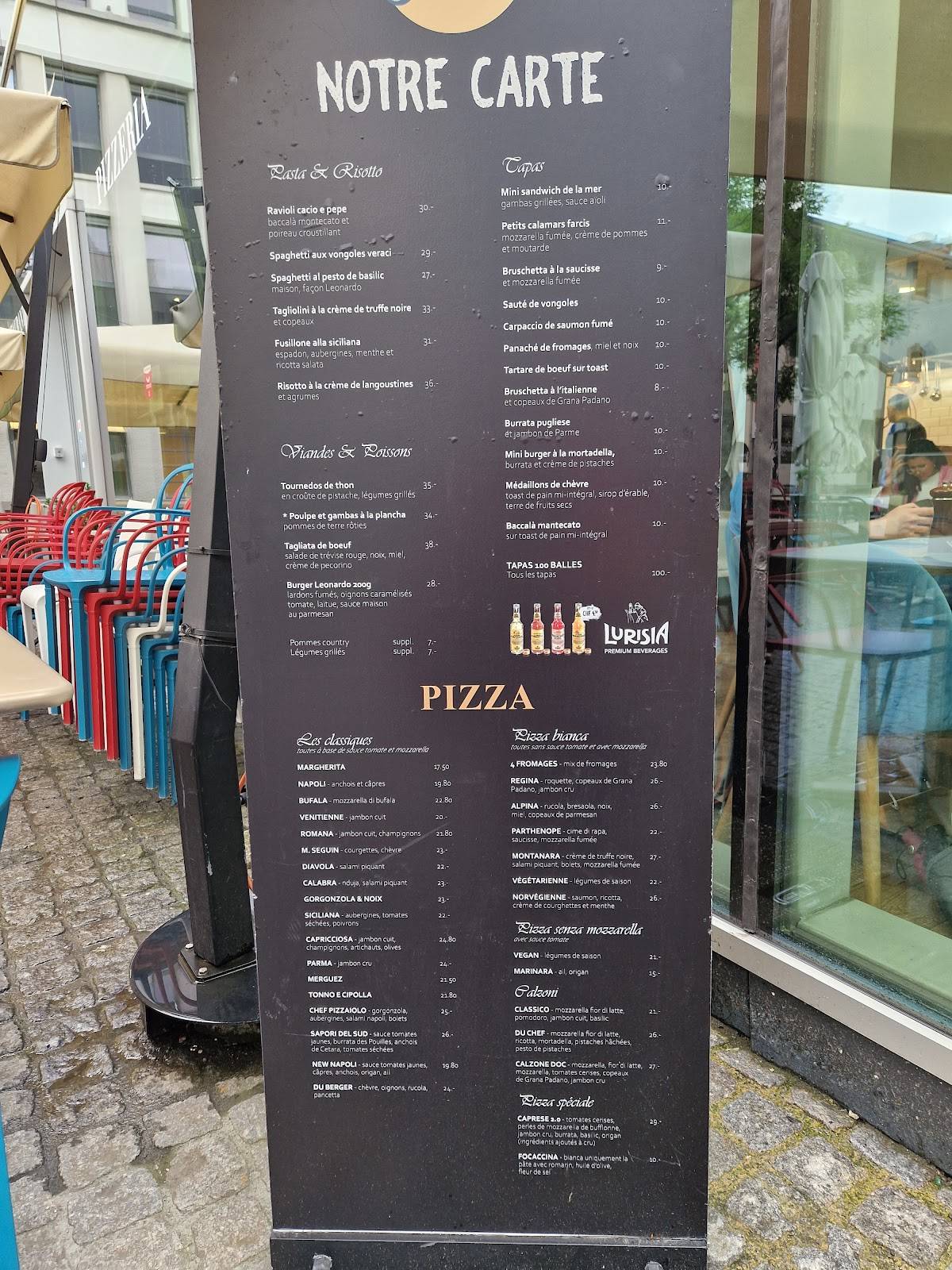 Menu di Leonardo Lausanne - Restaurant Italien 