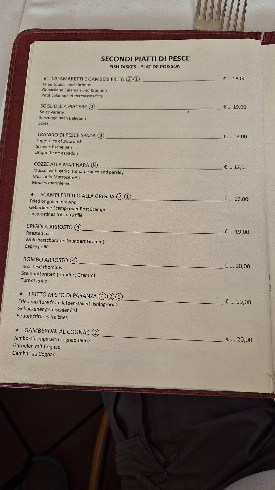 Menu di Ristorante Leonetti 