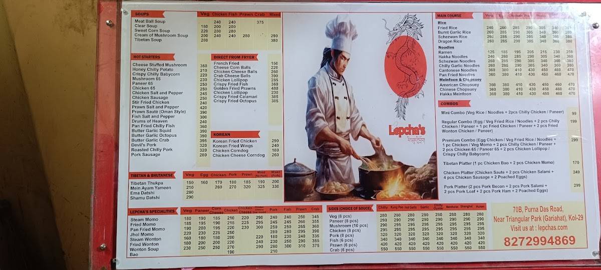 Lepcha’s menu