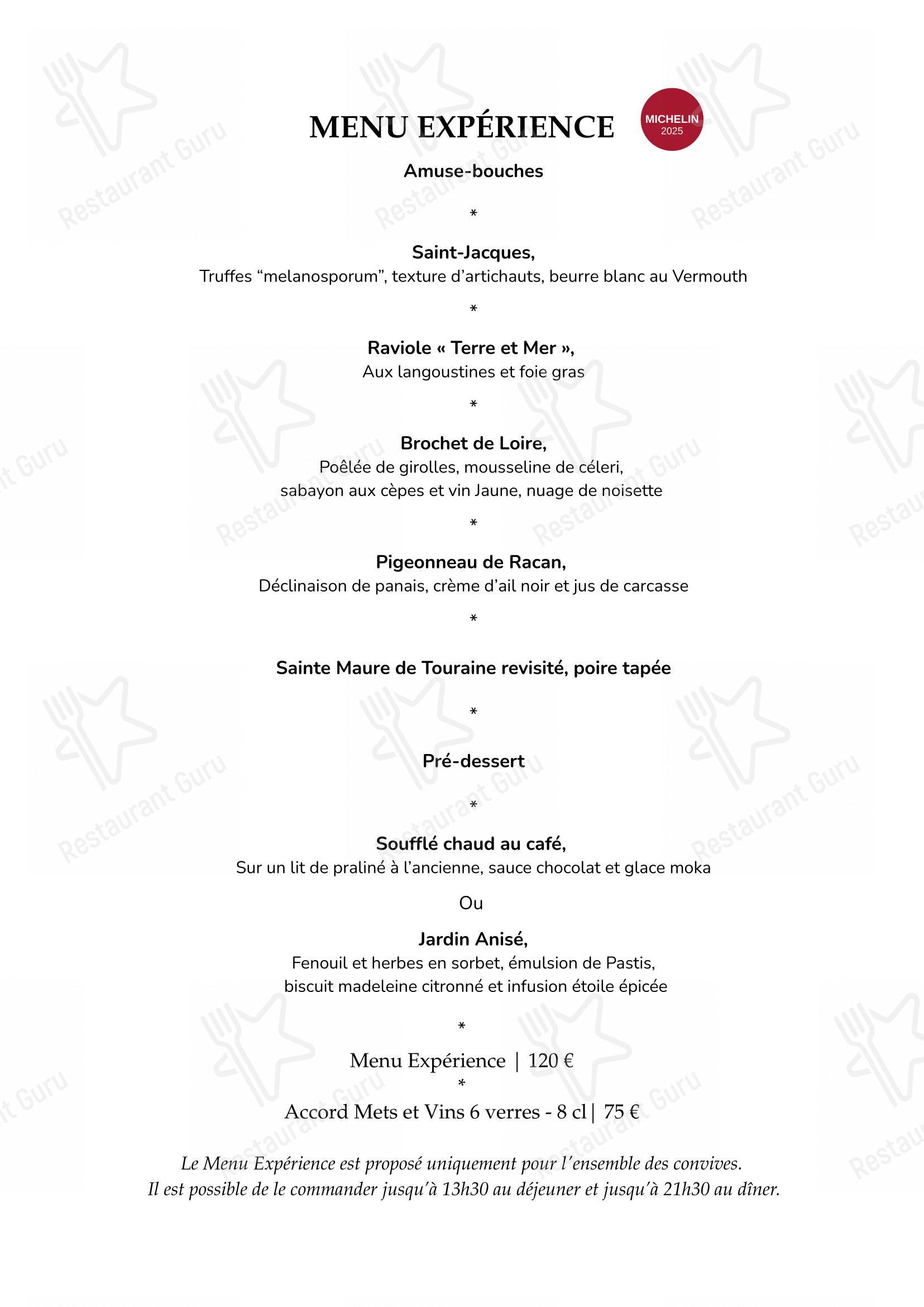 菜单 pour Les Hautes Roches Restaurant Bistronomique restaurant