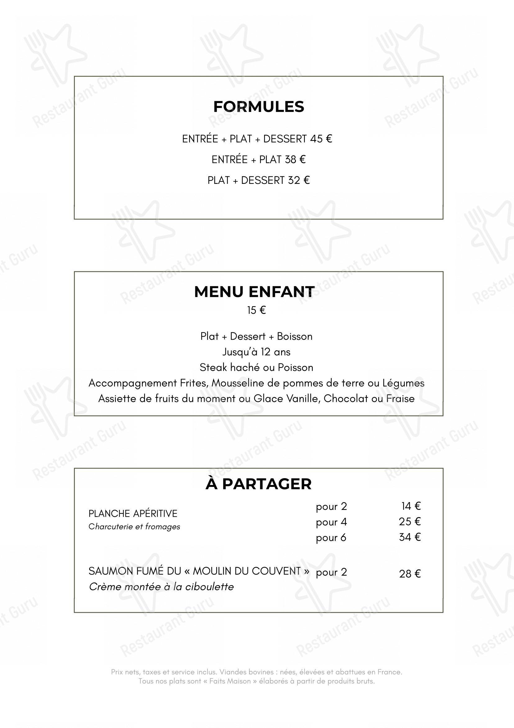 Menu pour Les Hautes Roches Restaurant Bistronomique - Menu bar