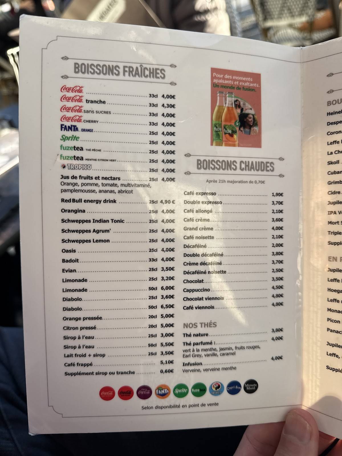 Menu de Les Régates