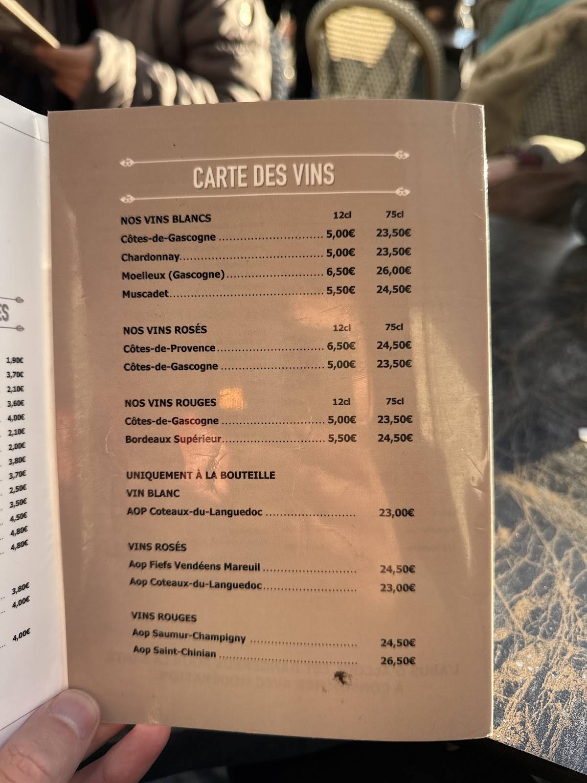 Menu de Les Régates