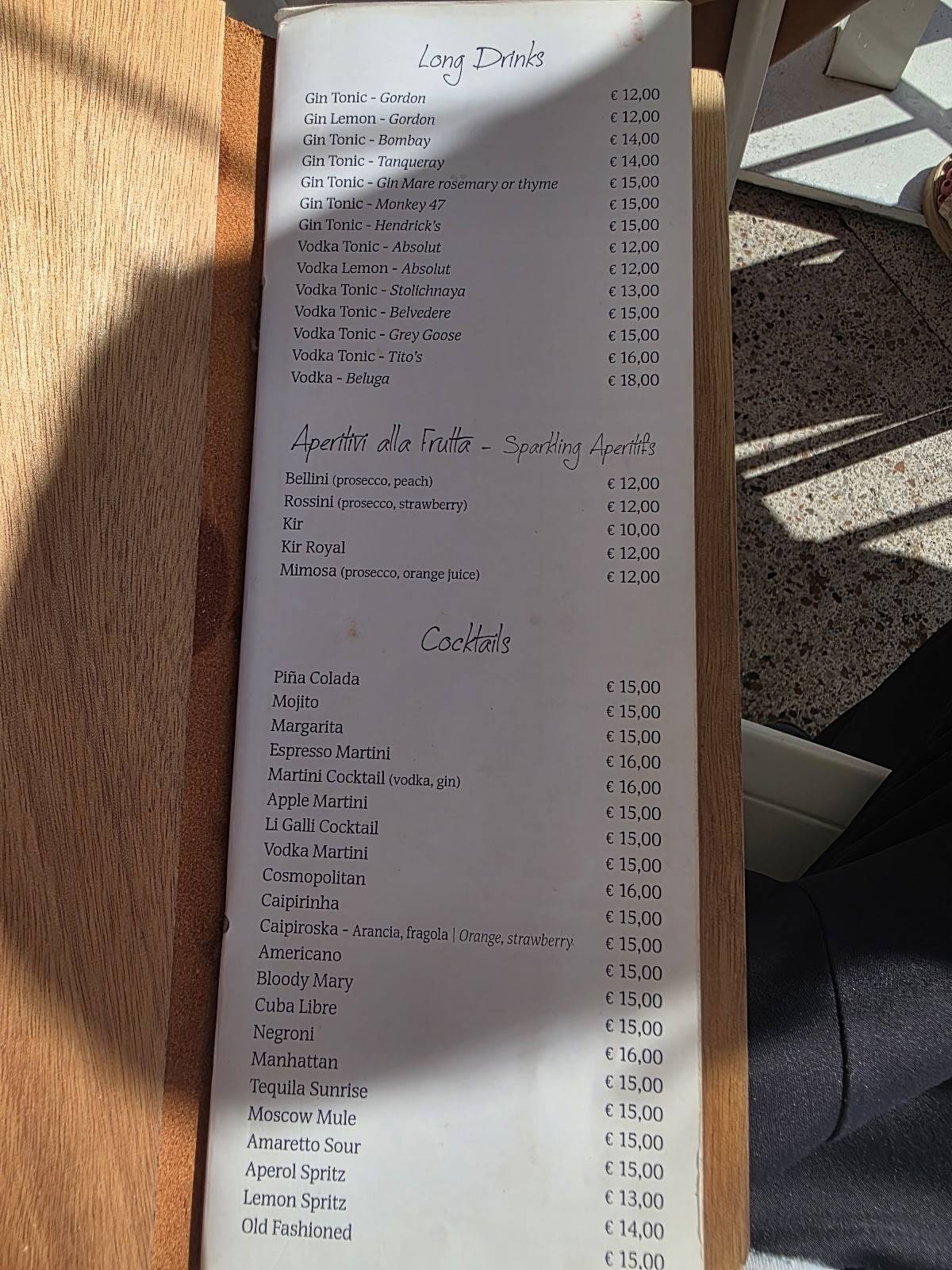Menu di Li Galli bistrot 