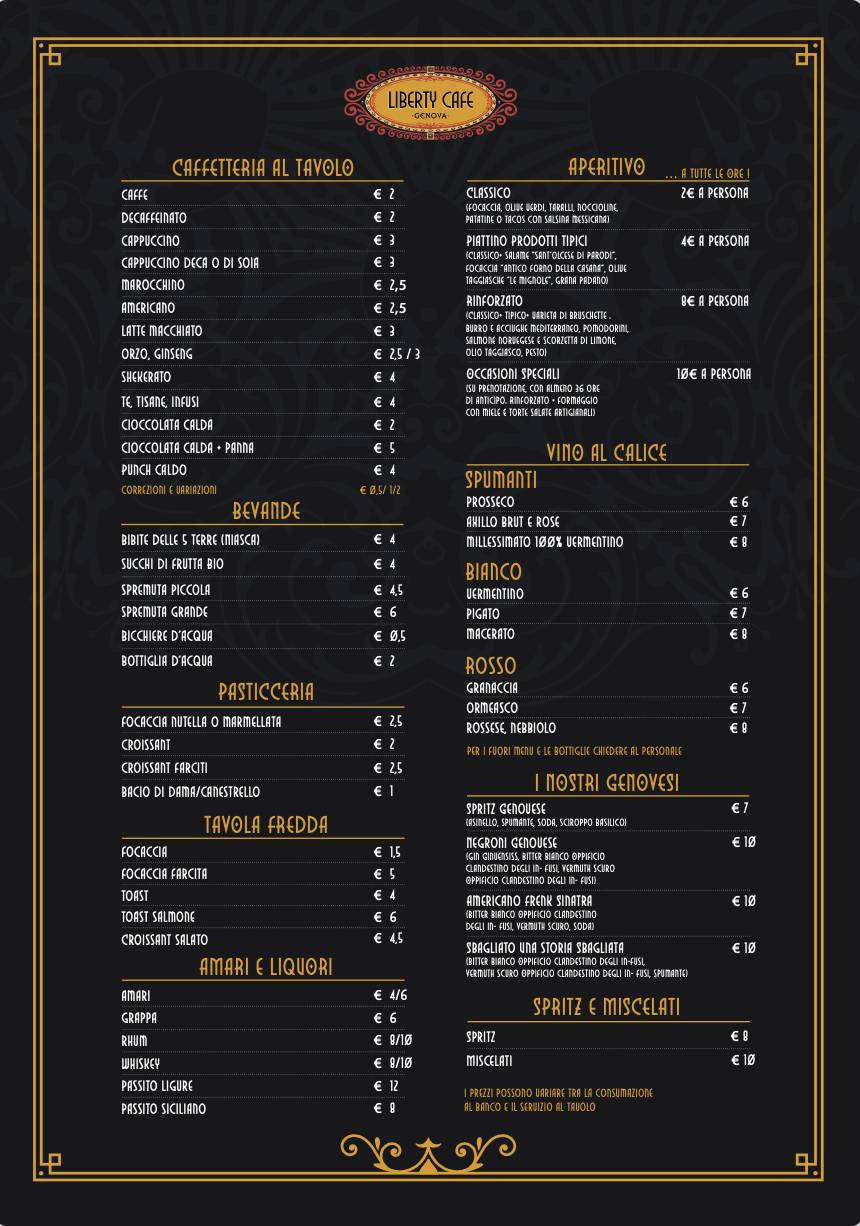 Menu di Liberty Cafè Genova 