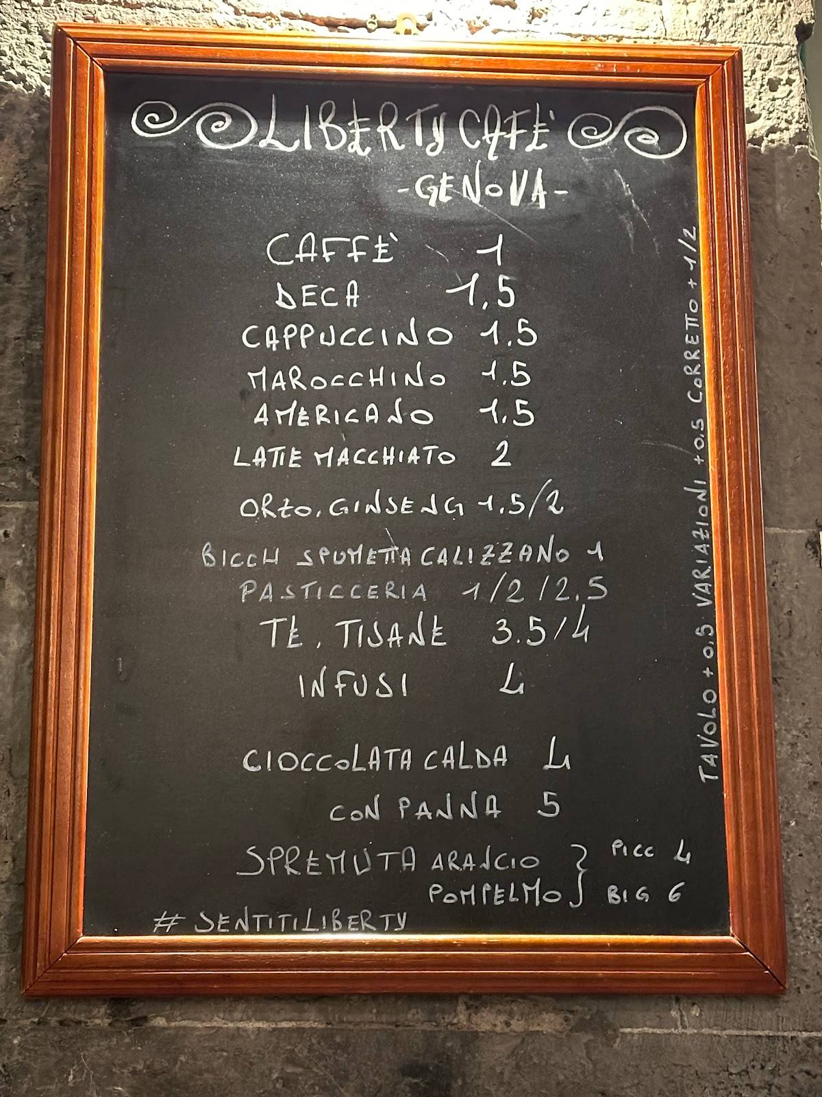 Menu di Liberty Cafè Genova 