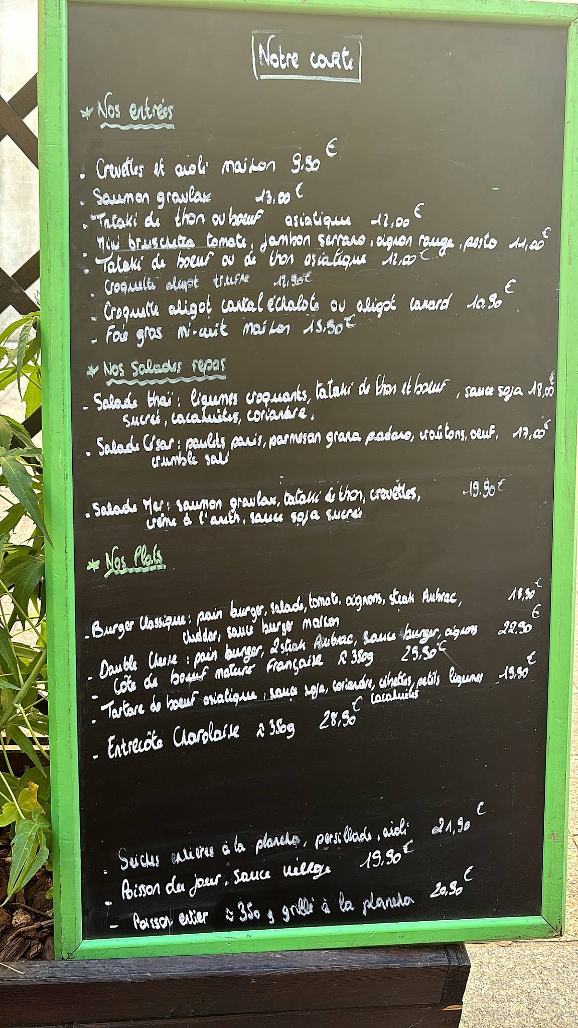 Menu de L'inimi'table