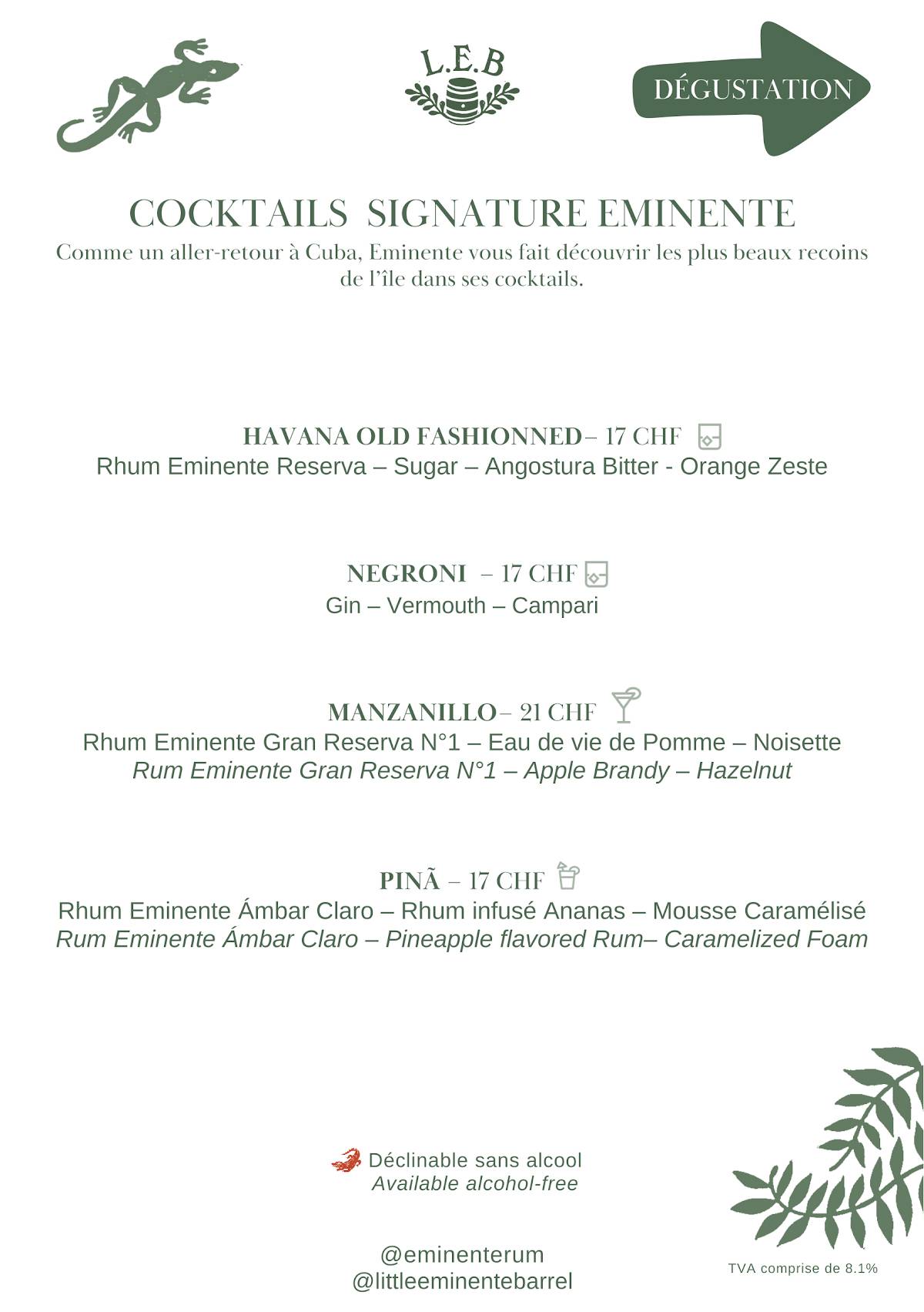 Menu de Little Eminente Barrel