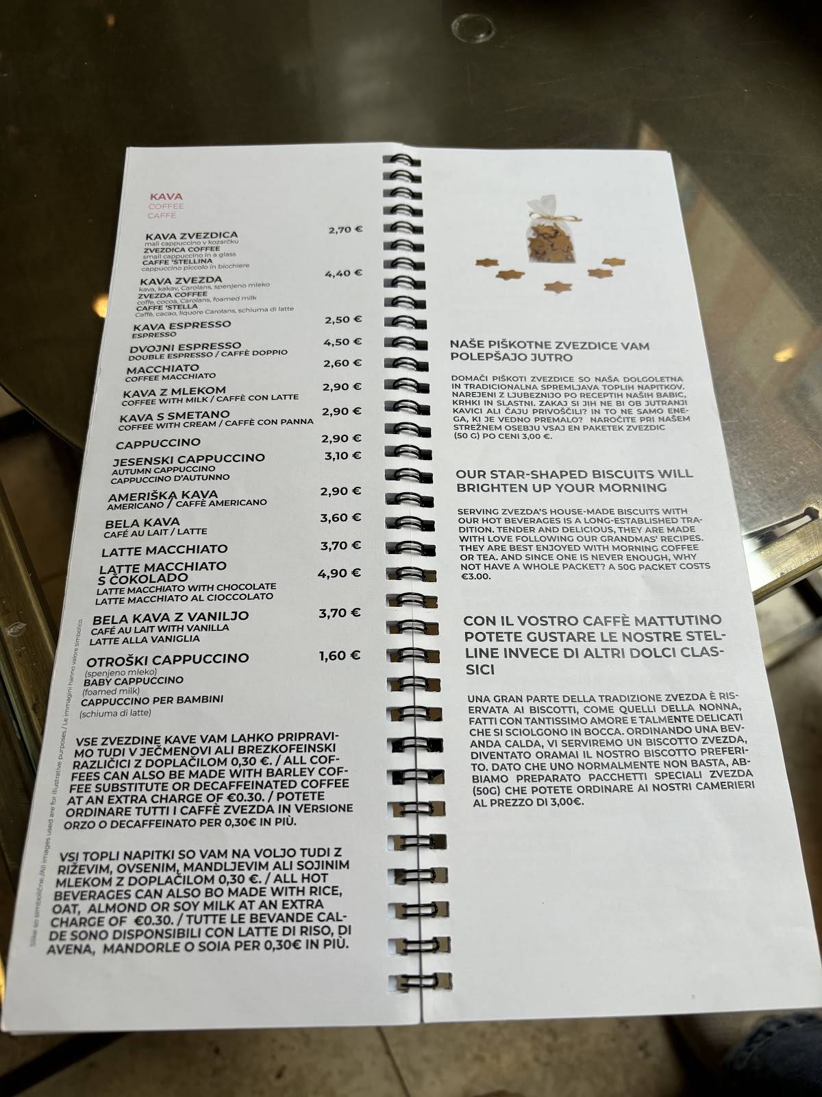 Menu di Kavarna Zvezda 