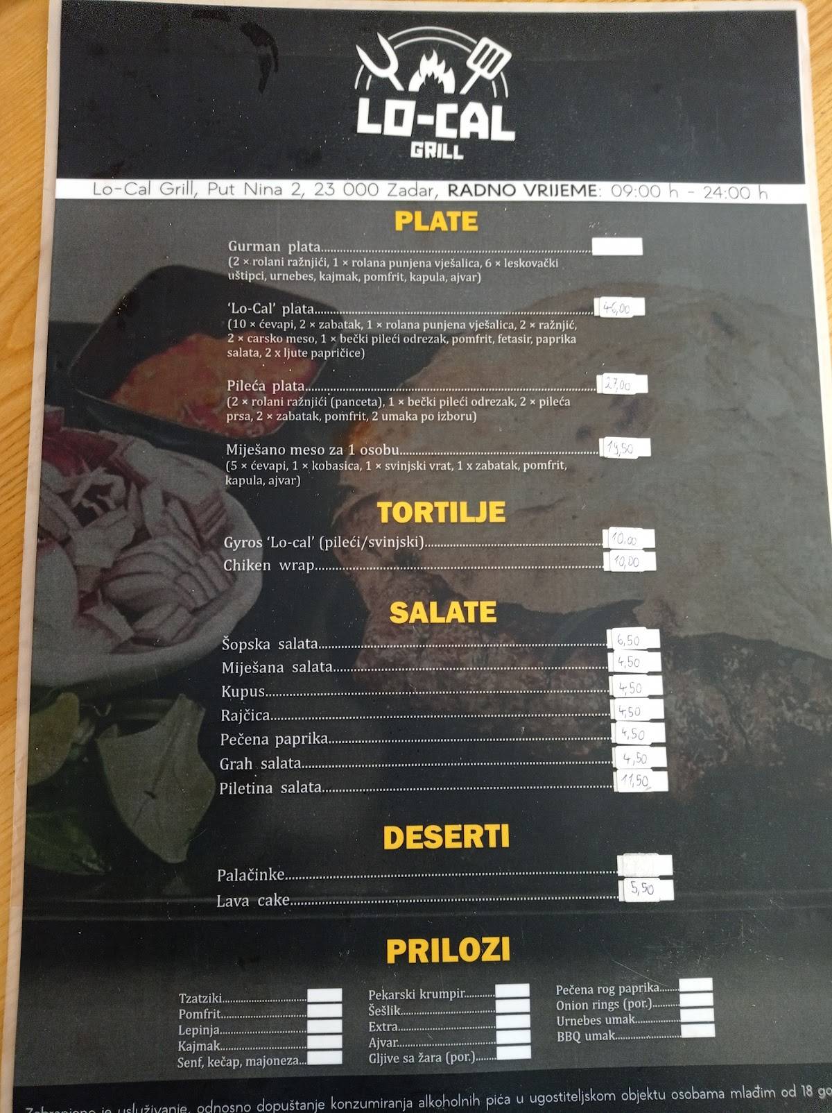 Menu di Lo-Cal Grill 