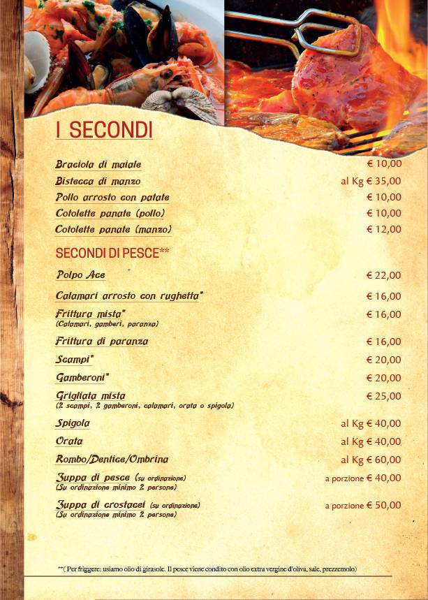 Menu di Lo Sperone 
