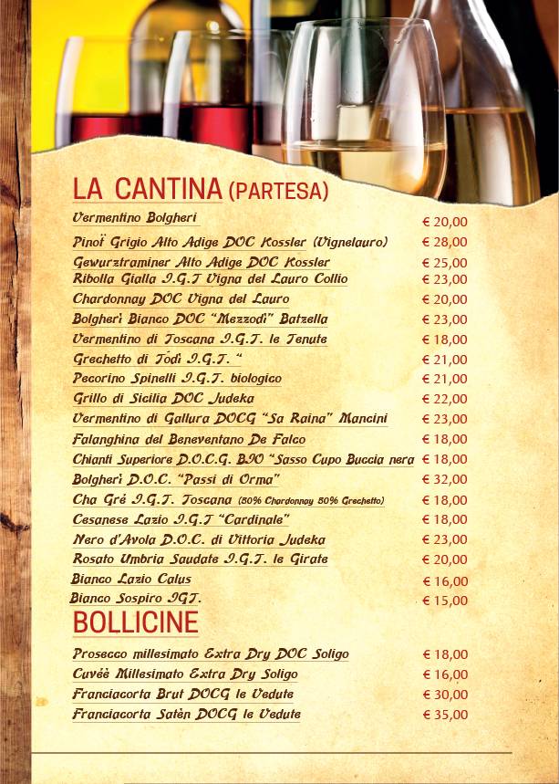 Menu di Lo Sperone 