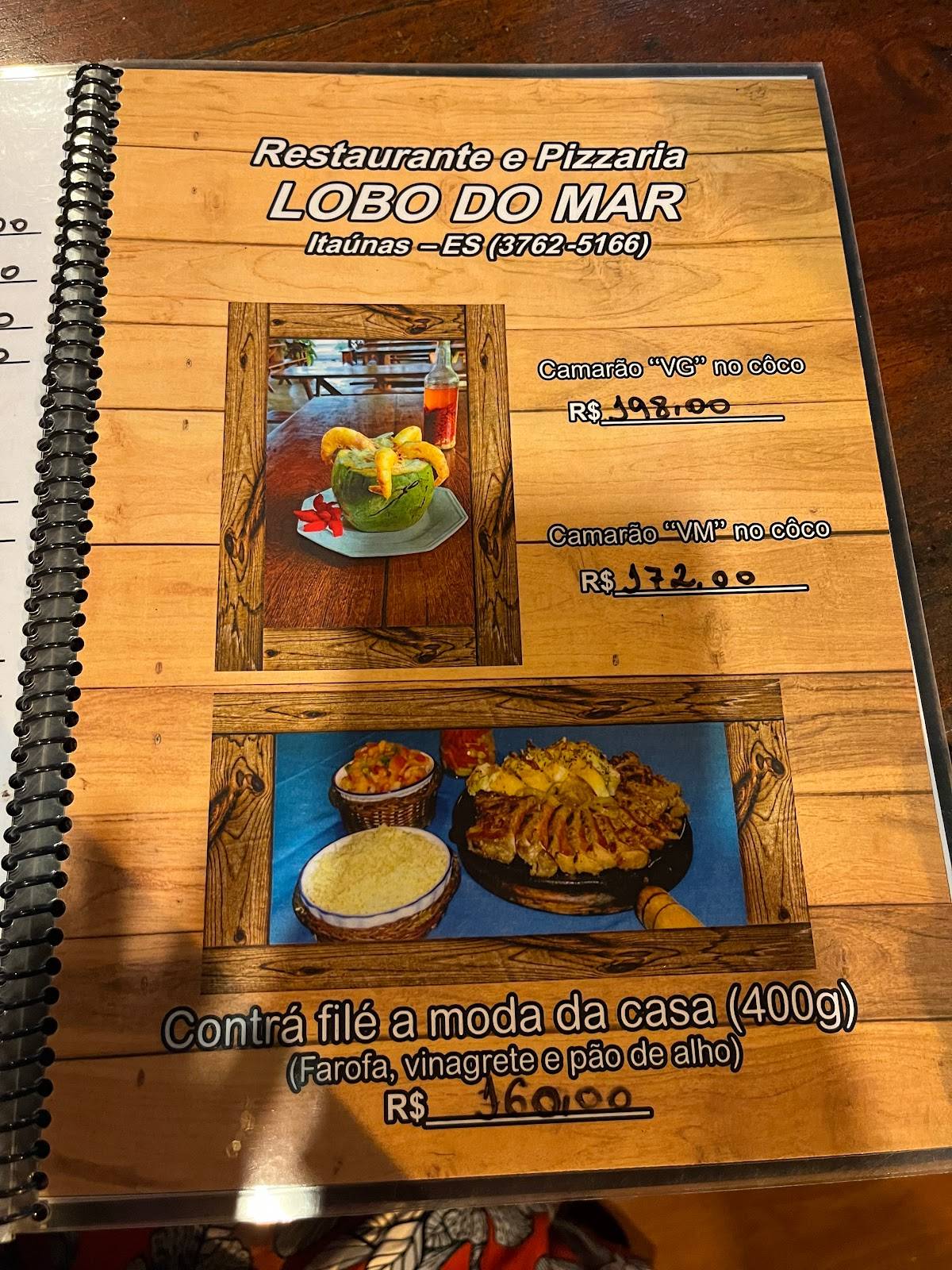 Restaurante Lobo do Mar cardápio