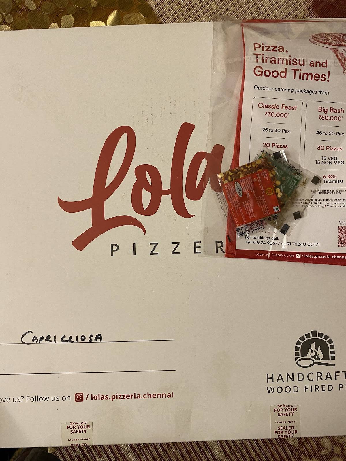 Lola’s Pizzeria menu