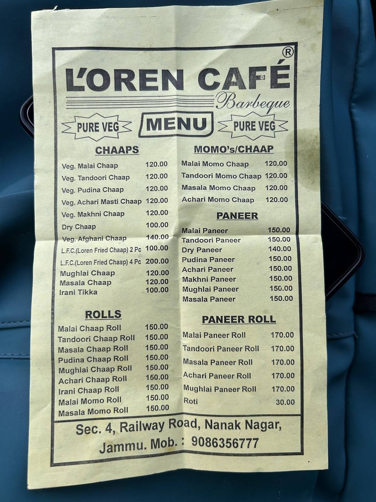 Loren Cafe menu