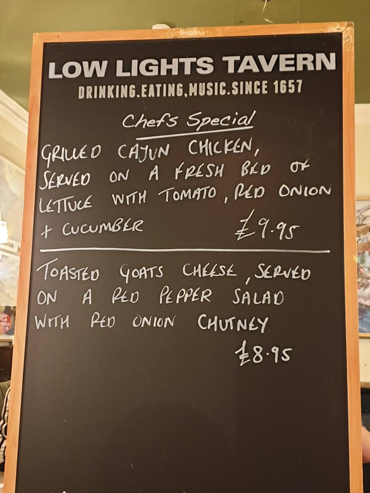 Menu at Low Lights Tavern pub & bar, North Shields
