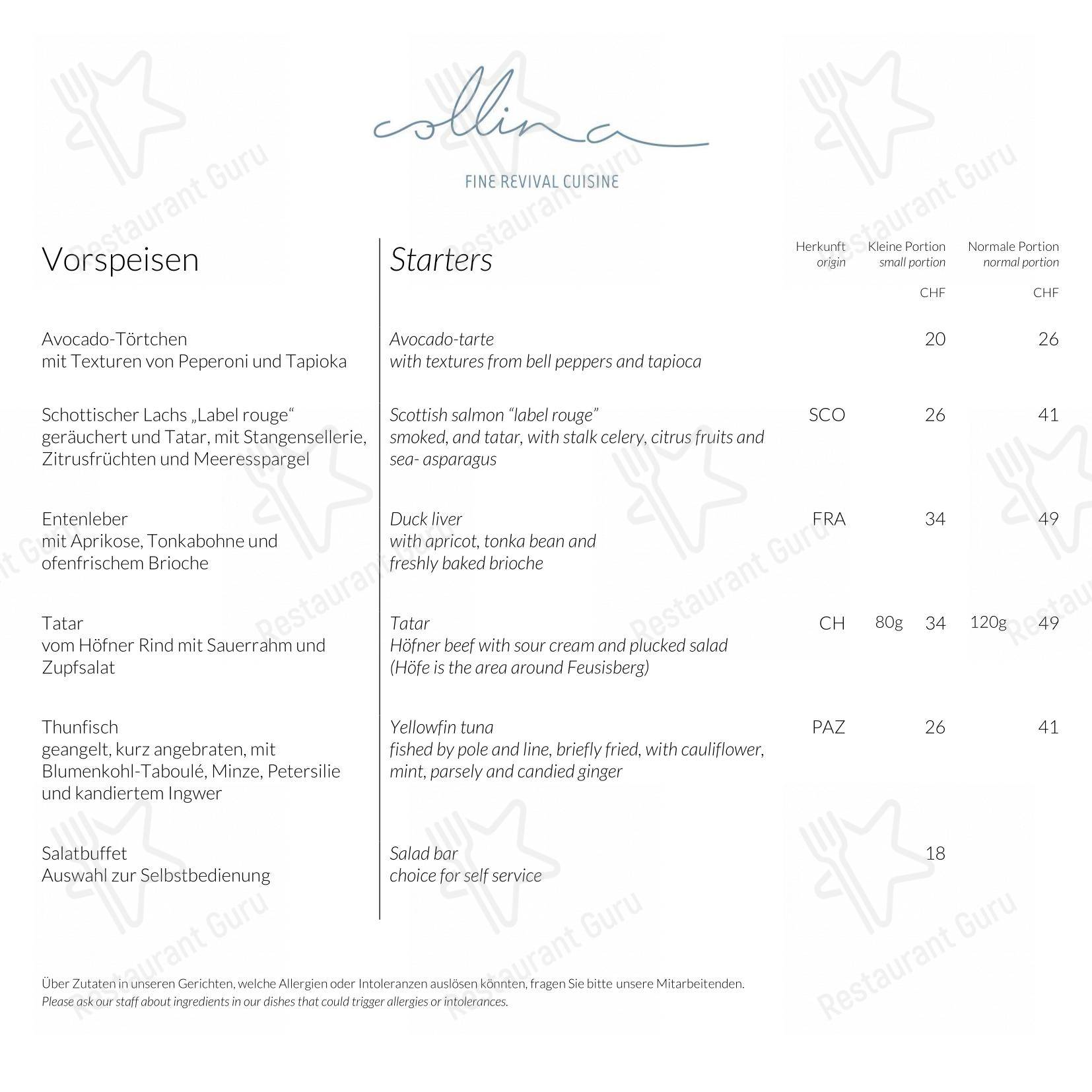 Menu per Loy Fah ristorante