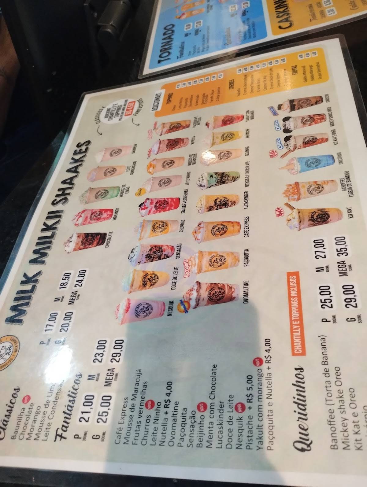 Lucaskinhas Sorvetes e Milk-Shakes cardápio